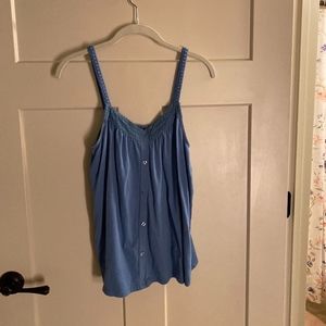 Blue Button Tank Top Detailed Straps